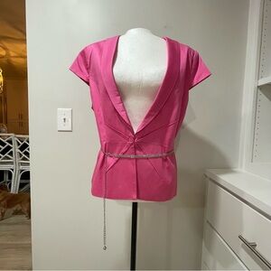 NWT New York & Co Pink Lined Blazer Colorful Work Business Boss Cap Sleeve Date